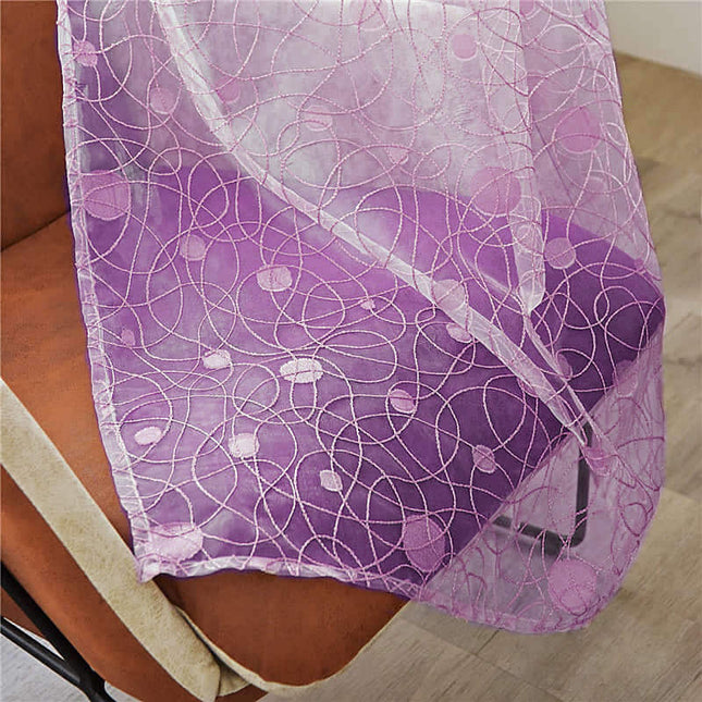 Lawendowa firana z haftowanym wzorem