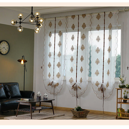 Firana panelowa z brązowym haftem