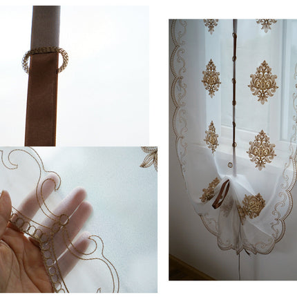 Firana panelowa z brązowym haftem