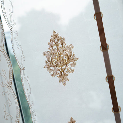 Firana panelowa z brązowym haftem