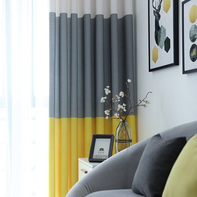 Dwukolorowa zasłona nowoczesna w stylu skandynawskim