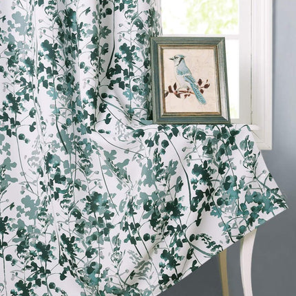 Zasłona w zielony wzór botaniczny