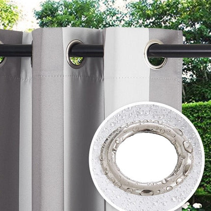 Zasłona ogrodowa w biało-szare pasy