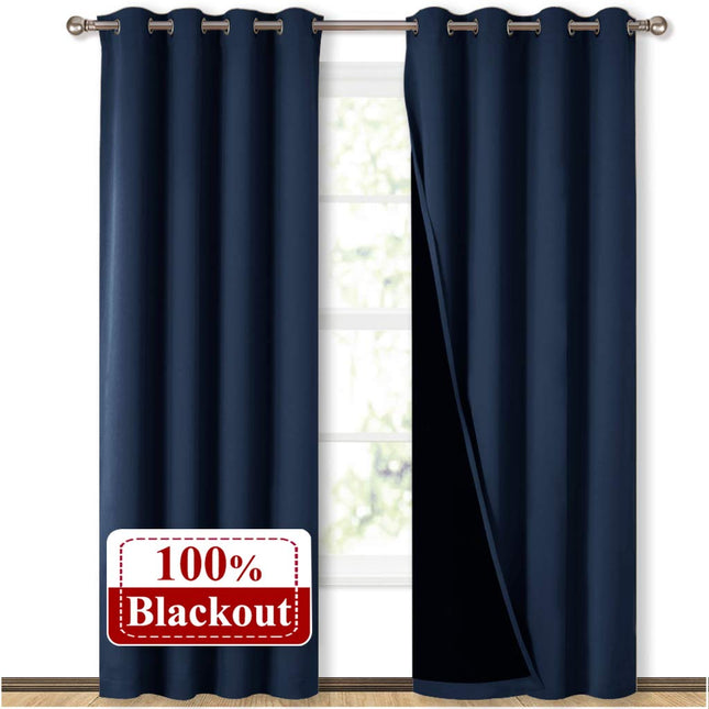 Granatowa zasłona 100% zaciemniająca do sypialni