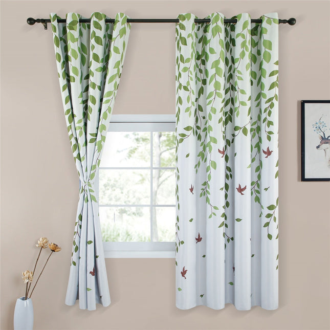 Zasłona w zielone liście i ptaki