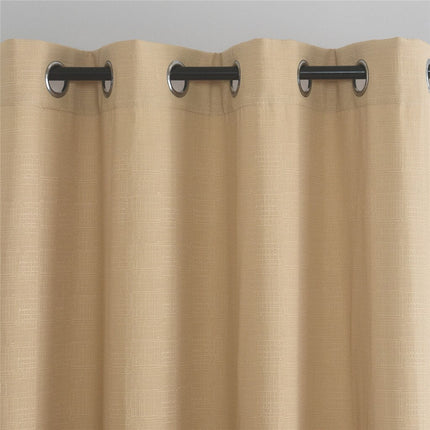 Beżowa zasłona o strukturze lnu