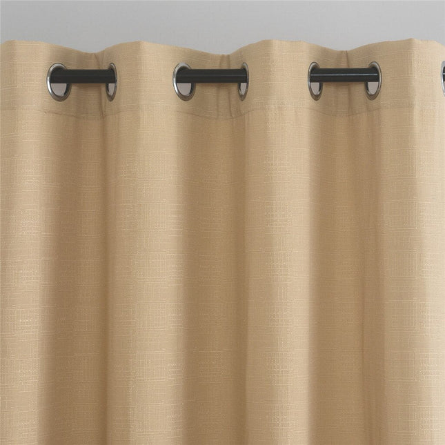 Beżowa zasłona o strukturze lnu
