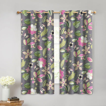 Kolorowa zasłona w kwiaty i motyle