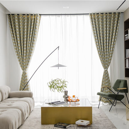 Zasłona w skandynawskie żółte romby