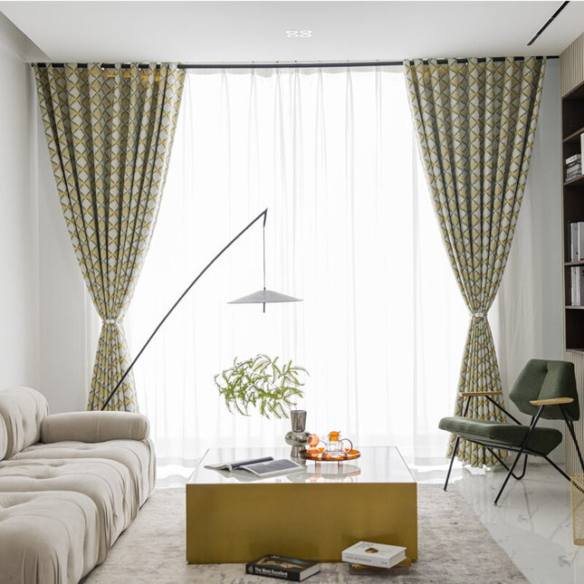 Zasłona w skandynawskie żółte romby