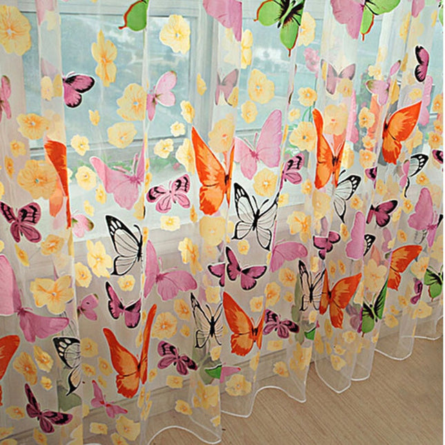 Kolorowa firana w motyle do pokoju