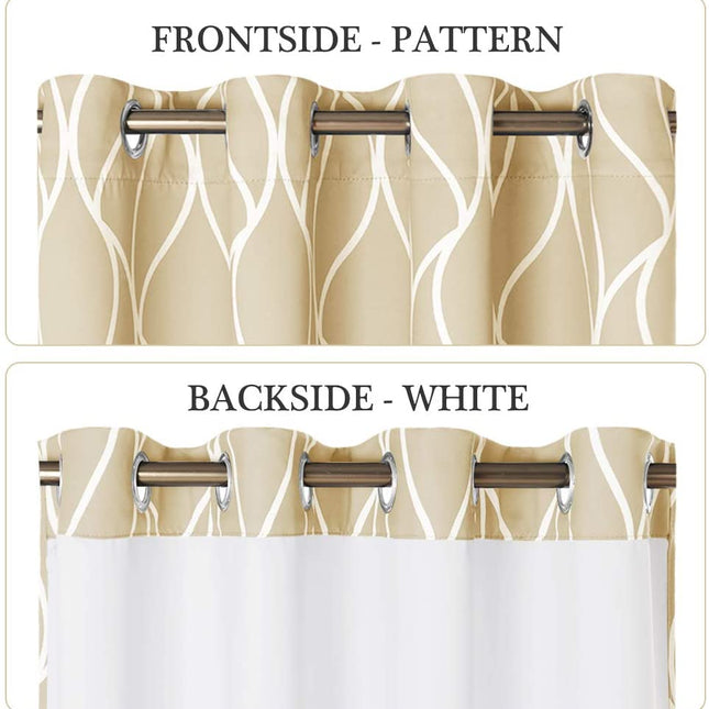 Zasłona zaciemniająca w białe faliste linie