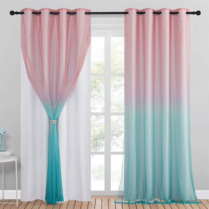 Zaciemniająca zasłona ombre z woalem