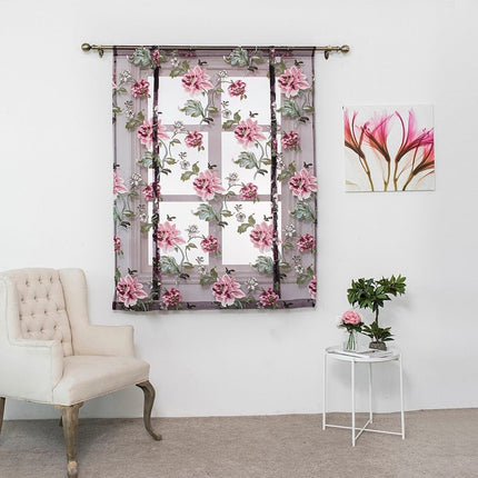 Wiązana firana w kwiatowy wzór