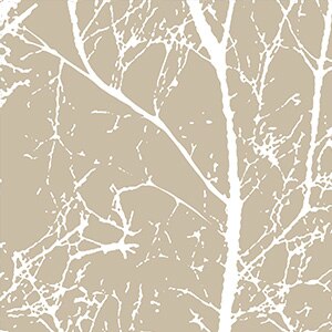 Niebieska zasłona ogrodowa we wzór gałęzi.