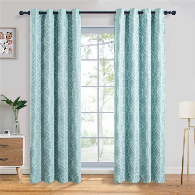 Niebieska zasłona zaciemniająca geometryczny wzór