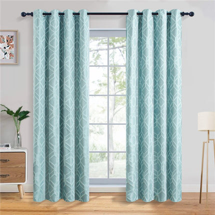 Niebieska zasłona zaciemniająca geometryczny wzór