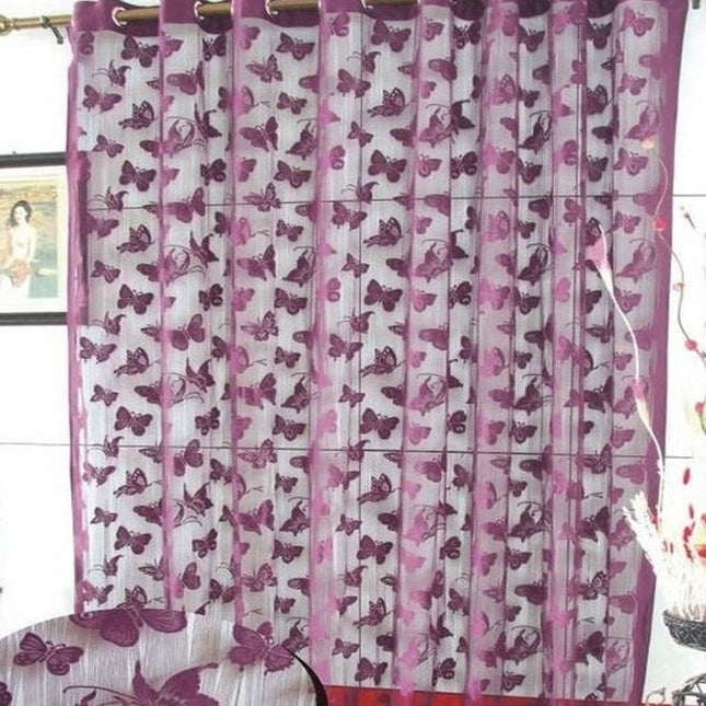 Prześwitująca firana w kolorowe motyle