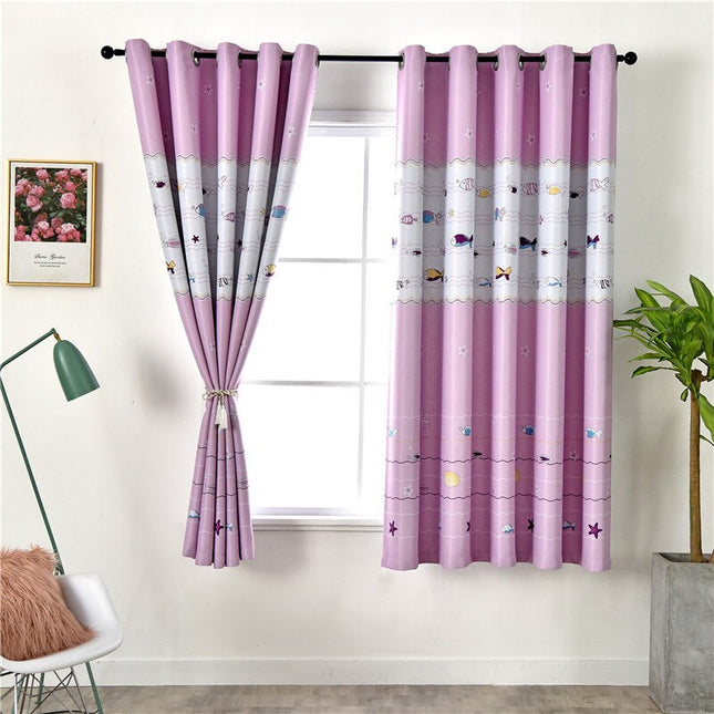 Różowa zasłona dziecięca w rybki