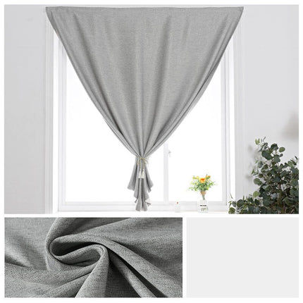 Szara lniana zasłona okienna na rzep