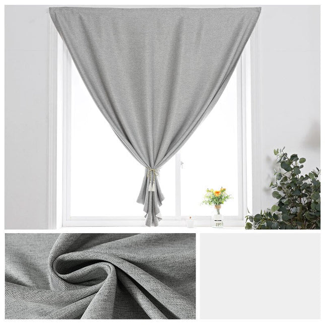 Szara lniana zasłona okienna na rzep