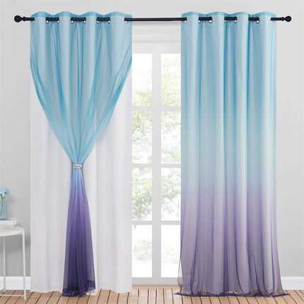 Zaciemniająca zasłona ombre z woalem