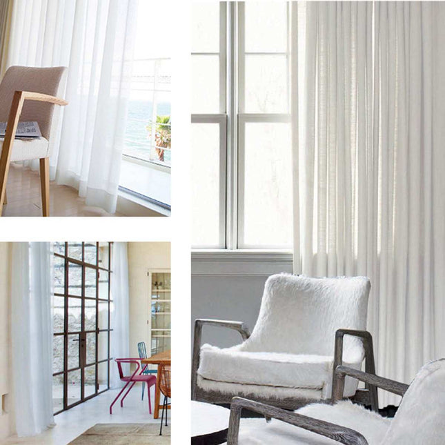 Gładka firana z białego woalu