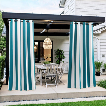 Zasłona ogrodowa w biało-szare pasy