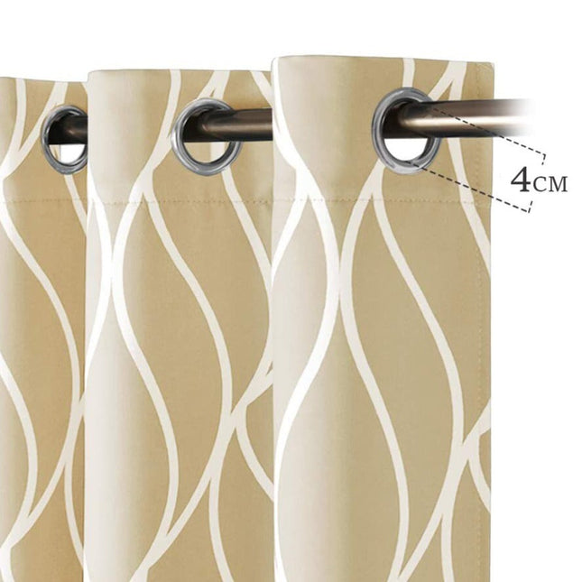 Zasłona zaciemniająca w białe faliste linie