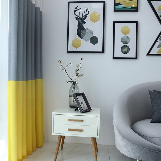 Dwukolorowa zasłona nowoczesna w stylu skandynawskim