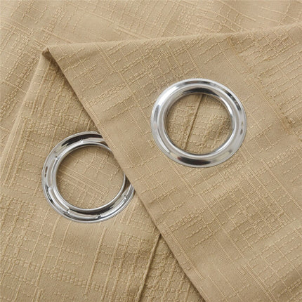 Beżowa zasłona o strukturze lnu