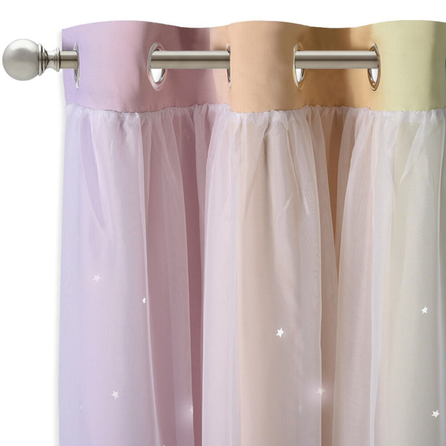 Tęczowa zewnętrzna firanka na taras