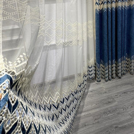 Firana z geometrycznym haftem boho