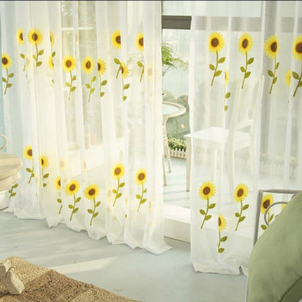 Firana haftowana w żółte słoneczniki