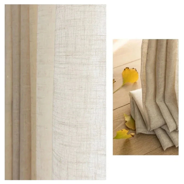 Beżowa firana lniana do salonu