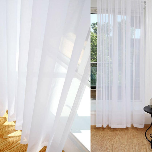 Nowoczesna gładka biała firana do salonu