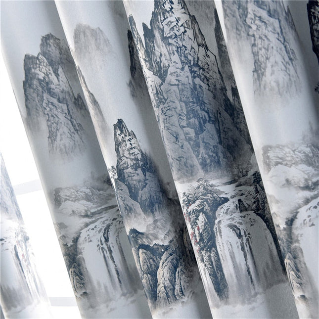 Zasłona z nadrukiem krajobrazu górskiego