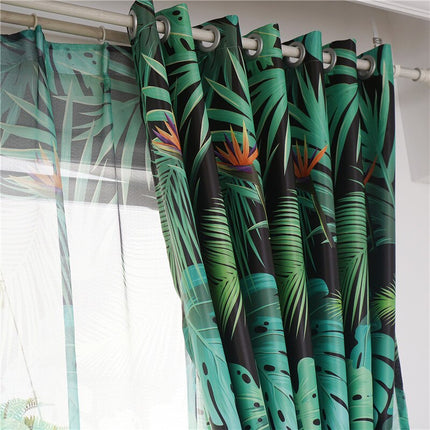 Zasłona w liście palmy i monstery