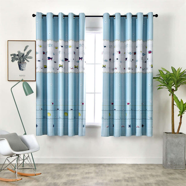 Różowa zasłona dziecięca w rybki