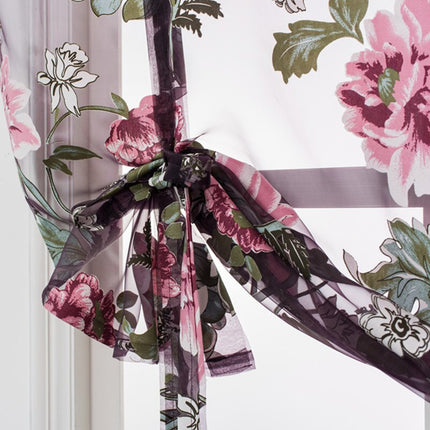 Wiązana firana w kwiatowy wzór