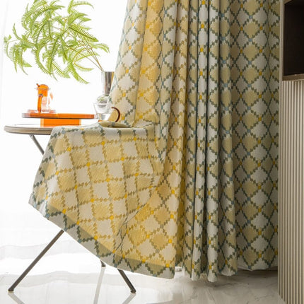 Zasłona w skandynawskie żółte romby