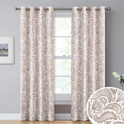 Biała zasłona na przelotkach we wzór paisley