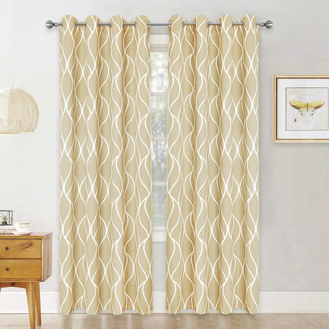 Zasłona zaciemniająca w białe faliste linie