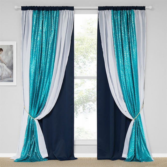 Zasłona zaciemniająca z panelem cekinowym glamour