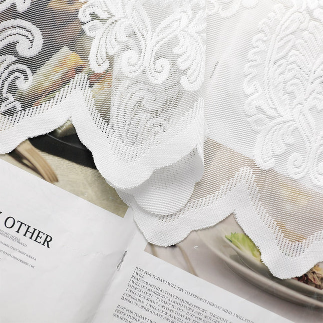 Biała firana w żakardowy wzór