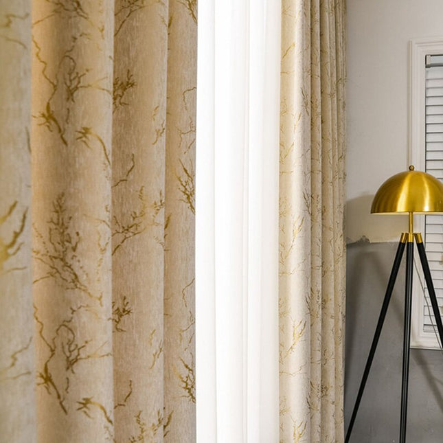 Zasłona kryjąca ze złotym marmurkowym wzorem