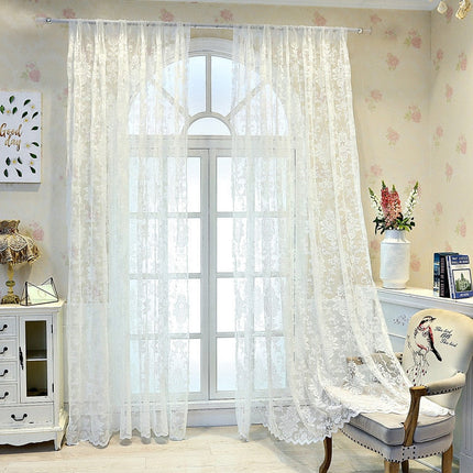 Elegancka firana koronkowa w kwiaty