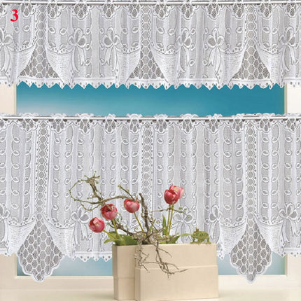 Koronkowa zazdrostka kuchenna w łuk