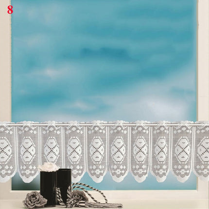 Koronkowa zazdrostka kuchenna w łuk