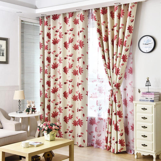 Zasłona zaciemniająca w czerwone liście